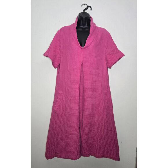 Kozan Harley Dress Women's Size Medium Pink Gauzy Lagenlook - Picture 1 of 7